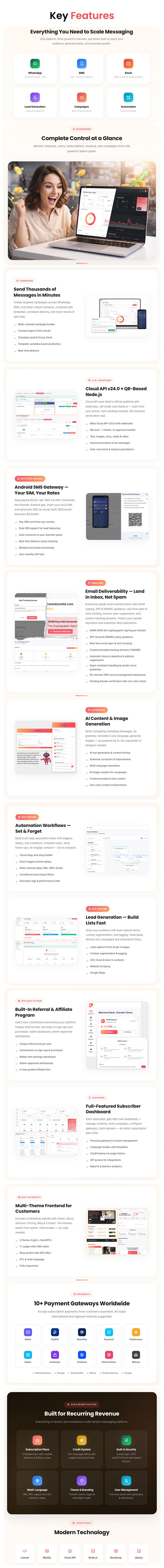 XSender - Bulk Email, SMS and WhatsApp Messaging Application [SAAS] - 1